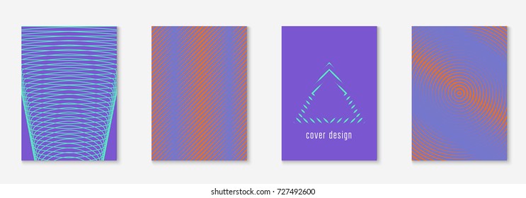 Gradient cover template set. Minimal trendy layout with halftone. Futuristic gradient cover template for banner, presentation and brochure. Minimalistic colorful shapes. Abstract business illustration