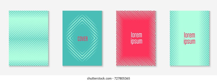 Gradient cover template set with Minimal trendy halftone layout. Futuristic gradient cover template for banner, presentation and brochure. Minimalistic colorful shapes for abstract business illustration