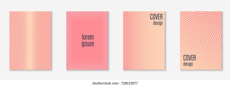 Gradient cover template set. Minimal trendy layout with halftone. Futuristic gradient cover template for banner, presentation and brochure. Minimalistic colorful shapes. Abstract business illustration