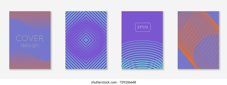 Gradient cover template set. Minimal trendy layout with halftone. Futuristic gradient cover template for banner, presentation and brochure. Minimalistic colorful shapes. Abstract business illustration