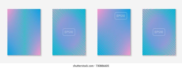 Gradient cover template set. Minimal trendy layout with halftone. Futuristic gradient cover template for banner, presentation and brochure. Minimalistic colorful shapes. Abstract business illustration