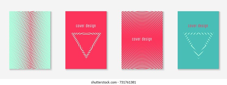 Gradient cover template set. Minimal trendy layout with halftone. Futuristic gradient cover template for banner, presentation and brochure. Minimalistic colorful shapes. Abstract business illustration