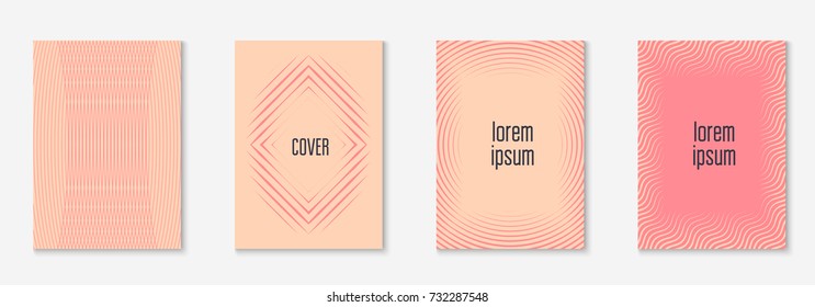 Gradient cover template set. Minimal trendy layout with halftone. Futuristic gradient cover template for banner, presentation and brochure. Minimalistic colorful shapes. Abstract business illustration