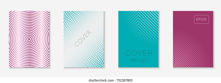 Gradient cover template set. Minimal trendy layout with halftone. Futuristic gradient cover template for banner, presentation and brochure. Minimalistic colorful shapes. Abstract business illustration