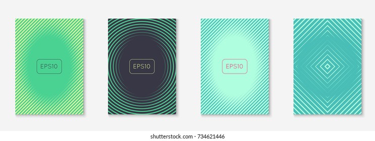Gradient cover template set. Minimal trendy layout with halftone. Futuristic gradient cover template for banner, presentation and brochure. Minimalistic colorful shapes. Abstract business illustration