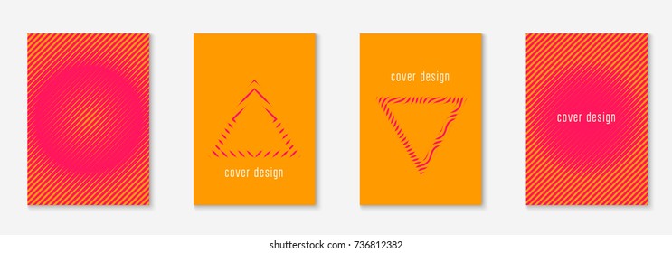 Gradient cover template set. Minimal trendy layout with halftone. Futuristic gradient cover template for banner, presentation and brochure. Minimalistic colorful shapes. Abstract business illustration