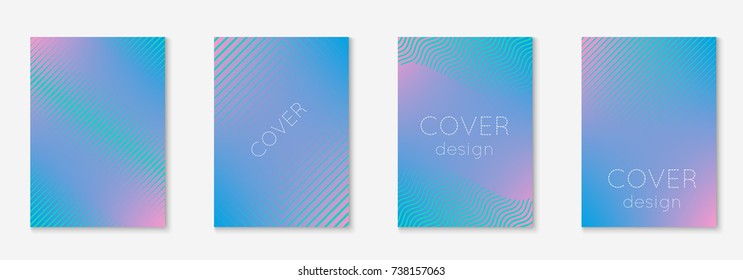 Gradient cover template set. Minimal trendy layout with halftone. Futuristic gradient cover template for banner, presentation and brochure. Minimalistic colorful shapes. Abstract business illustration