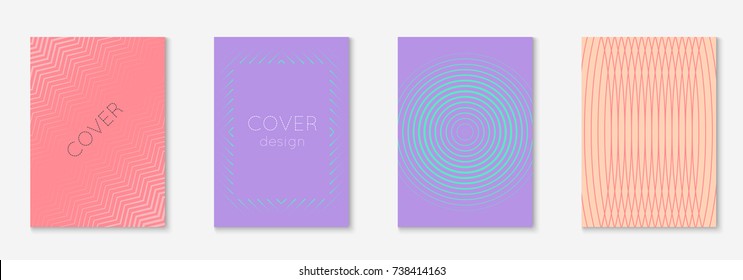 Gradient cover template set. Minimal trendy layout with halftone. Futuristic gradient cover template for banner, presentation and brochure. Minimalistic colorful shapes. Abstract business illustration