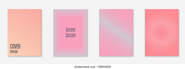 Gradient cover template set. Minimal trendy layout with halftone. Futuristic gradient cover template for banner, presentation and brochure. Minimalistic colorful shapes. Abstract business illustration