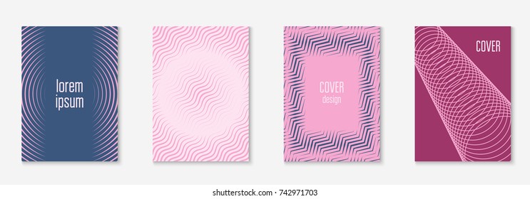 Gradient cover template set. Minimal trendy layout with halftone. Futuristic gradient cover template for banner, presentation and brochure. Minimalistic colorful shapes. Abstract business illustration
