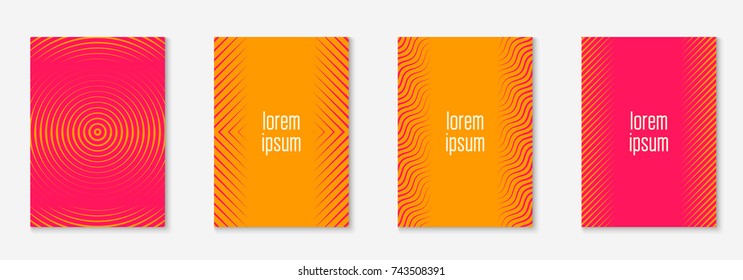 Gradient cover template set. Minimal trendy layout with halftone. Futuristic gradient cover template for banner, presentation and brochure. Minimalistic colorful shapes. Abstract business illustration