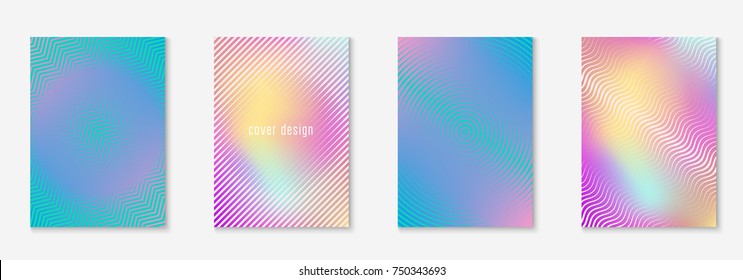 Gradient cover template set. Minimal trendy layout. Futuristic gradient cover template for banner, presentation and brochure. Minimalistic colorful shapes. Abstract business illustration