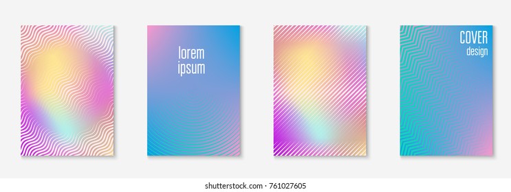 Gradient cover template set. Minimal trendy layout with halftone. Futuristic gradient cover template for banner, presentation and brochure. Minimalistic colorful shapes. Abstract business illustration