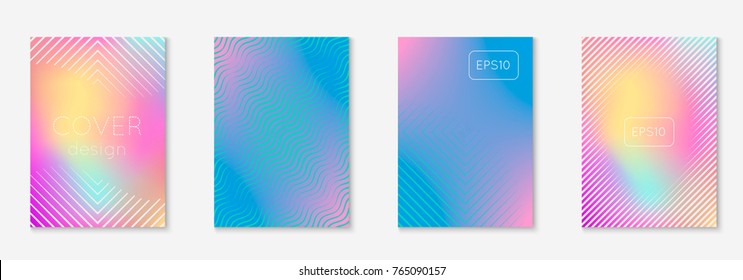Gradient cover template set. Minimal trendy layout with halftone. Futuristic gradient cover template for banner, presentation and brochure. Minimalistic colorful shapes. Abstract business illustration