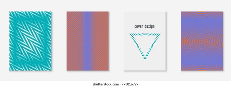 Gradient cover template set. Minimal trendy layout with halftone. Futuristic gradient cover template for banner, presentation and brochure. Minimalistic colorful shapes. Abstract business illustration