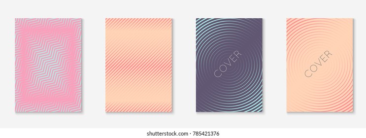 Gradient cover template set. Minimal trendy layout with halftone. Futuristic gradient cover template for banner, presentation and brochure. Minimalistic colorful shapes. Abstract business illustration