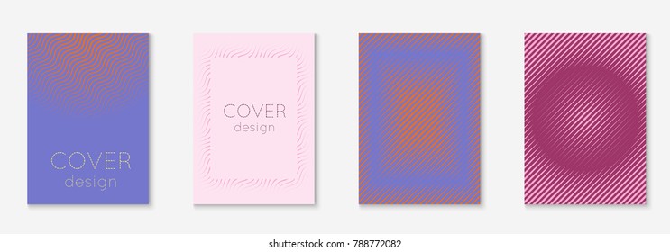 Gradient cover template set. Minimal trendy layout with halftone. Futuristic gradient cover template for banner, presentation and brochure. Minimalistic colorful shapes. Abstract business illustration