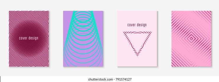 Gradient cover template set. Minimal trendy layout with halftone. Futuristic gradient cover template for banner, presentation and brochure. Minimalistic colorful shapes. Abstract business illustration