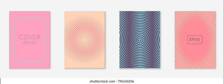 Gradient cover template set. Minimal trendy layout with halftone. Futuristic gradient cover template for banner, presentation and brochure. Minimalistic colorful shapes. Abstract business illustration