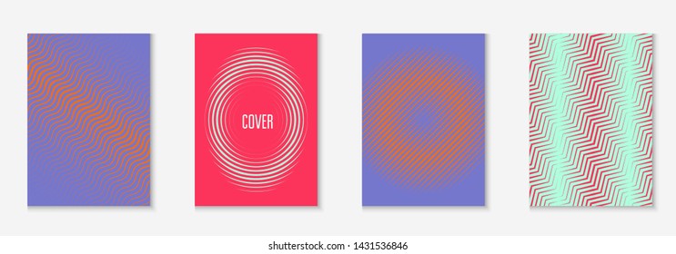 Gradient cover template. Turquoise and purple. Colorful notebook, folder, page, book layout. Gradient cover template with line geometric elements and shapes.