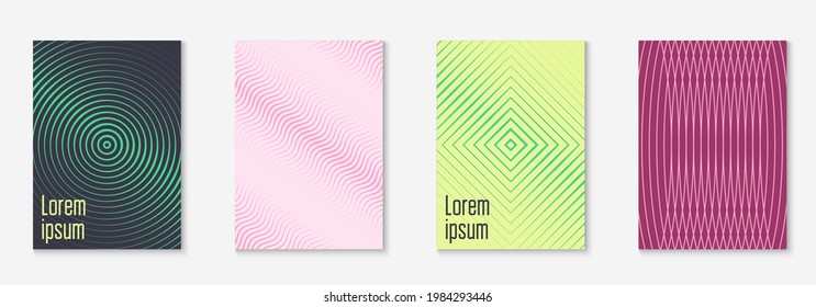 Plantilla de cobertura de degradado. Informe anual, presentación, pancarta, simulación de invitación. Amarillo y rosa. Plantilla de cubierta de degradado con elementos geométricos de línea y formas.