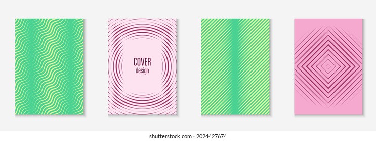 Gradient cover template. Yellow and pink. Texture book, banner, certificate, annual report mockup. Gradient cover template with line geometric elements and shapes.