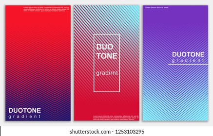 Gradient covers set. Background in duotone colors. Abstract vector background. Design for brochures, posters, covers, banners. Futuristic design posters. EPS 8.