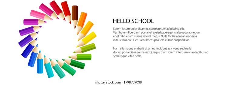 Gradient crayon sun banner, back to school banner, vector illustration