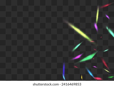 Gradient Cristal Vector Transparent Background. Holographic Glints Laser Template. Holo Sparkle Realistic Border. Bright Festive Confetti Brochure.