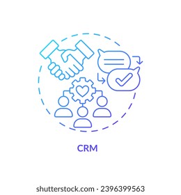 Gradient CRM icon concept, isolated vector, enterprise resource planning thin line illustration.