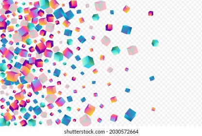 Gradient Cube Vector Transparent Background. Bright Abstract Brick Image. Perspective Block Template. Multicolored Rhombus Business Cover.