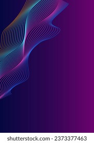 Gradient Curve Background Violet Vector. Twisted Template. Multicolored Soundwave Motive. Creative Line Texture. Colorful Amplitude.