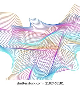 Gradient Curve Background White Vector. Dynamic Backdrop. Iridescent Contour Warp. Ribbon Figure Cover. Rainbow Holistic Mesh.