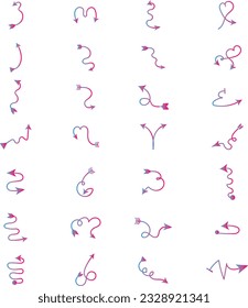 gradient curved arrow vector pack, curved arrow vector