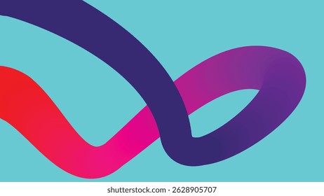 Gradient curved brush stroke illustration on cyan background. Vibrant modern design ideal for digital art, tech covers, and abstract visuals.
