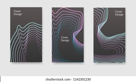 Gradient curved lines against a gray background. Modern design of the cover. Minimalist style