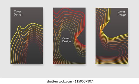 Gradient curved lines against a gray background. Modern design of the cover. Minimalist style