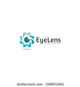 Gradient Cyan Eye lens, eye lens lineal and filled icon isolated on white background