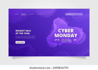 Gradient cyber monday landing page template vector design in eps 10