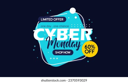 Gradient Cyber Monday Sale Banner Isolated on Dark Background
