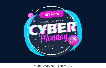 Gradient Cyber Monday Sale Banner Isolated on Dark Background