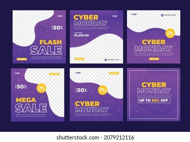 gradient cyber monday social media post collection