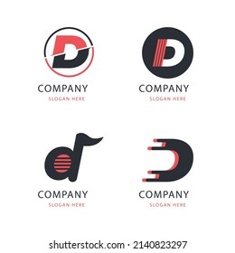gradient d letter logo template set, abstract d letter company logo design