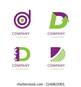 gradient d letter logo template set, abstract d letter company logo design