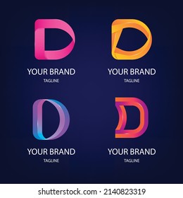 Farbverlauf-D-Buchstaben-Logo-Vorlage Set, abstraktes D-Brief-Firmenlogo-Design