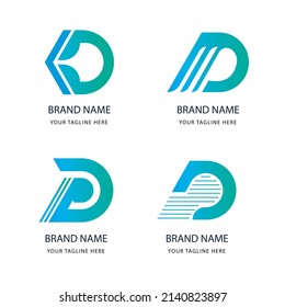 gradient d letter logo template set, abstract d letter company logo design