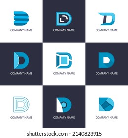 conjunto de plantillas de logotipo de letras de gradiente d, diseño del logotipo de la compañía de letras abstractas