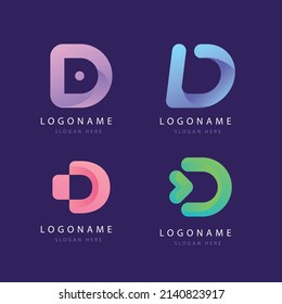 gradient d letter logo template set, abstract d letter company logo design