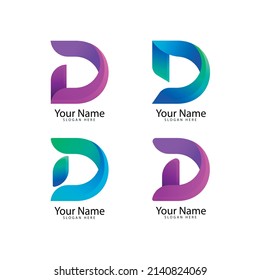 gradient d letter logo template set, abstract d letter company logo design