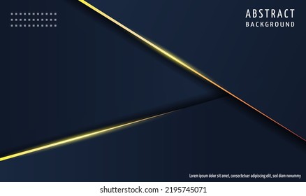 El fondo azul oscuro degradado con líneas amarillas gradientes tiene un brillo deslumbrante que le da un aspecto de lujo de primera calidad para usar elementos de cubierta, banners, papel de pared, negocios, eps10.